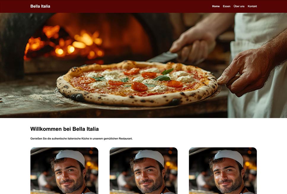 Screenshot: Website Pizzeria Bella Italia Desktop
