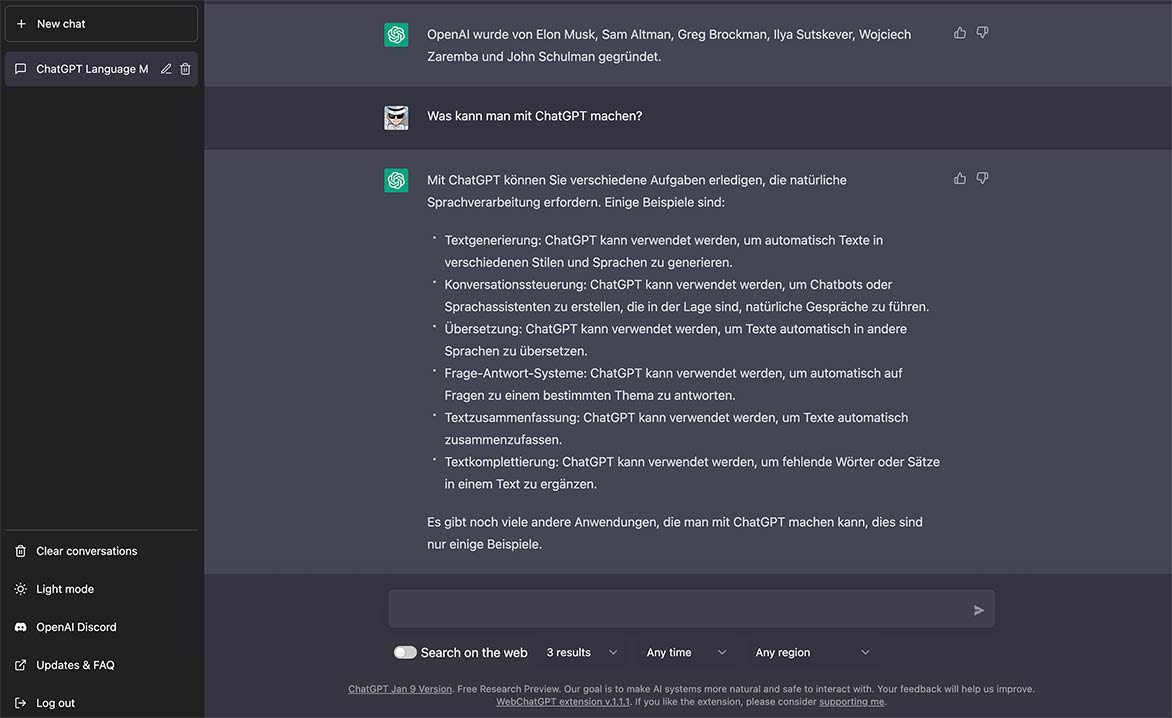 Screenshot OpenGPT