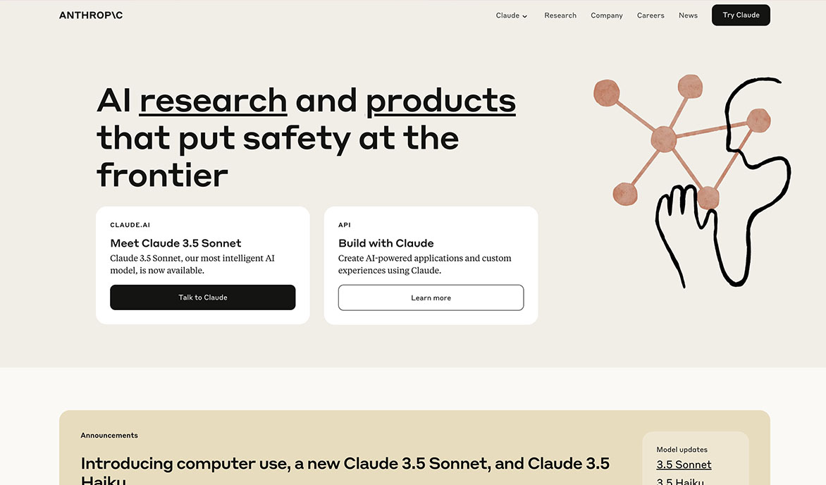 Screenshot Anthropic Webdesign