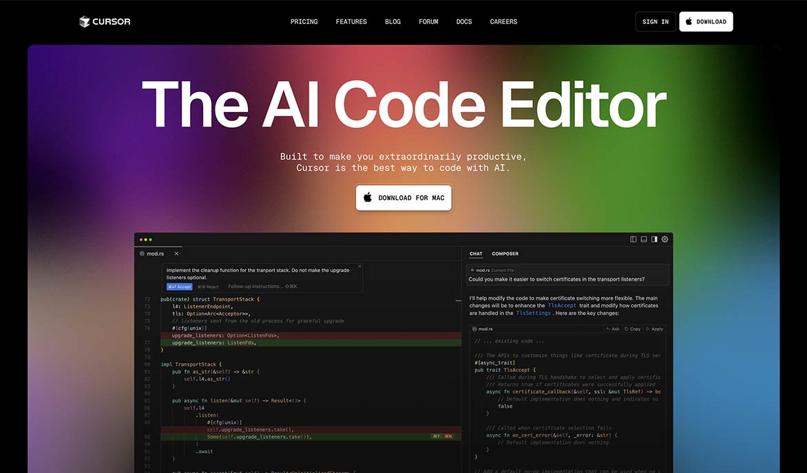 Screenshot Website Cursor AI