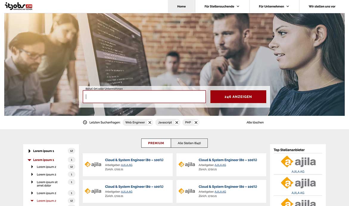 Startseite itjobs auf Desktop
