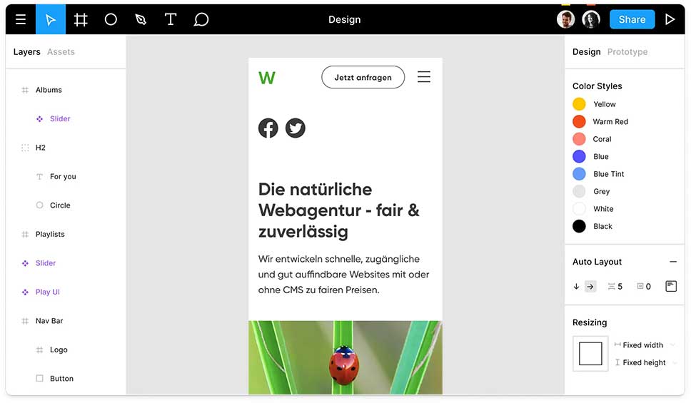 Screenshot von Figma
