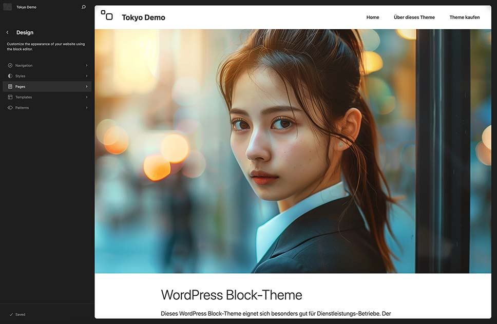 Screenshot Site Editor von WordPress
