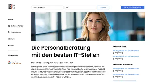 Screenshot Website von Nexus
